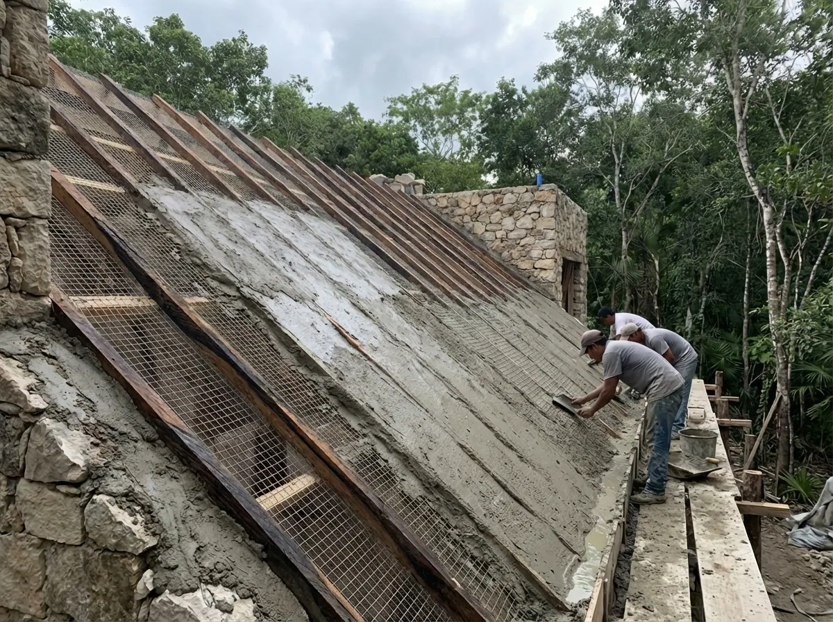 Cubierta de ferrocemento en proceso constructivo